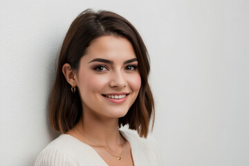 Poster - cute woman portrait on white background