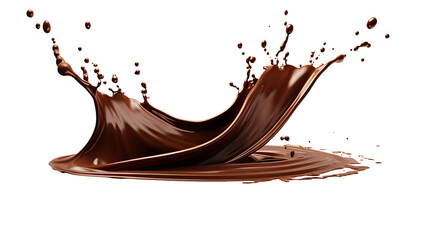 Wall Mural - sweet chocolate splash - cocoa pouring icon isolated on transparent background in 3d digital art top