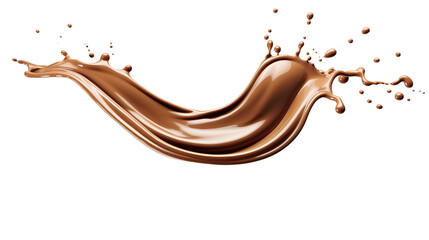 Wall Mural - creamy chocolate milk abstraction on transparent background - top view 3d rendering for design proje