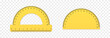© Vitaliy - Set of realistic vector protractors png. Yellow protractor. Various types of protractors.  School supplies png.