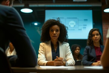 Poster - Businesswoman doing a staff meeting in the office