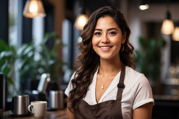 portrait of a woman in a cafe