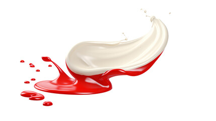 Wall Mural - creamy milkshake splash - 3d icon with white paint isolated on transparent background, top view flat