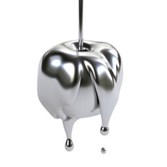 Canvas Print - PNG Apple dripping silver metal investment.