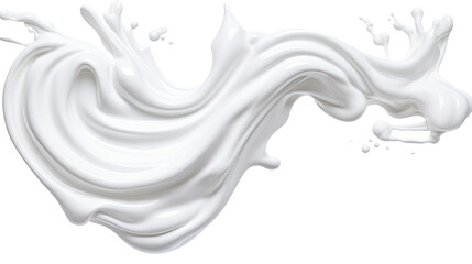 Wall Mural - lively twisted milk splash on white background - 3d rendering with transparent cutout, top view flat