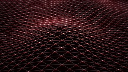 Wall Mural - looped background with abstract glowing field made of shiny golden lines. bright waves on a technolo