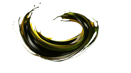 Wall Mural - luscious olive oil splash in isolation - top view 3d rendering
