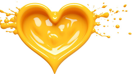 Wall Mural - decadent cheese sauce splashing in heart shape isolated digital art - top view flat lay 3d illustrat