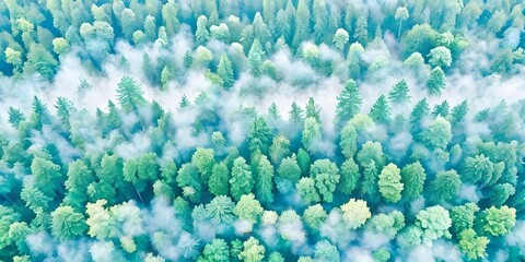 Wall Mural - Trees under a bright blue sky with fluffy white clouds