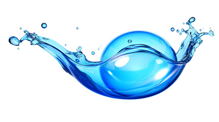 Wall Mural - dynamic water splash in sphere shape on transparent background - top view digital art 3d render with