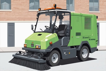 Wall Mural - street sweeper vehicle vector style