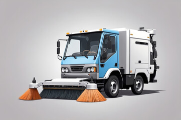 Wall Mural - street sweeper vehicle vector style