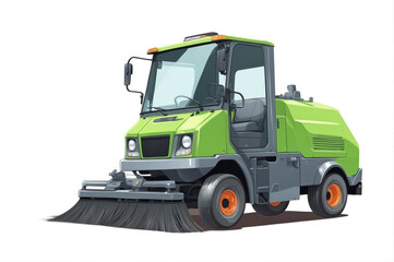 Wall Mural - street sweeper vehicle vector style