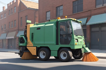 Wall Mural - street sweeper vehicle vector style