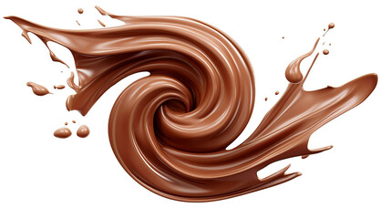 Wall Mural - decadent chocolate spiral twist shape on transparent background - top view 3d rendering