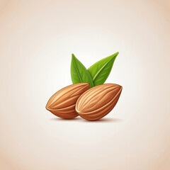 Wall Mural - vector illustration of almond with leaves
