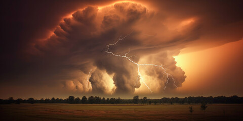 Wall Mural - Thunderstorm with dramatic sky