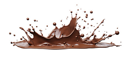 Wall Mural - tempting chocolate splash on white background - top view 3d render with transparency | flat lay png 