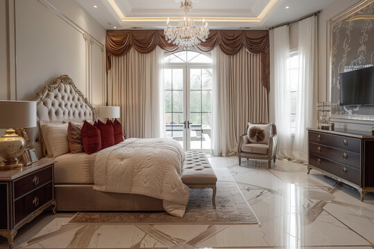graceful elegance of French style luxurious interior. Designer modern renovation in a luxury house sophisticated accents with the warmth of homey, rustic touches.