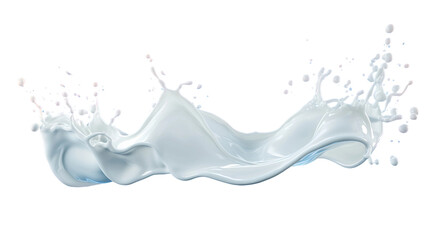 Wall Mural - milky splash on blue background - abstract 3d render of milk or cream droplet, top view flat lay ima