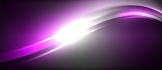 Aufkleber - Neon glowing circle rays, light round lines in the dark, planet style neon wave lines. Energetic electric concept design for wallpaper, banner, background