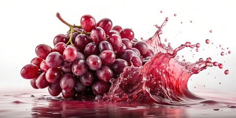 Wall Mural - of red grapes in splash of red purple liquid , grapes, red, purple, liquid, splash, fruit,fresh, vibrant, organic, beverage