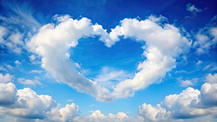 Heart shape formed by clouds floating in the bright blue sky , love, romance, nature, clouds, sky, heart, beautiful