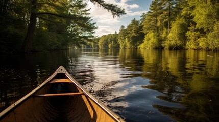 Wall Mural - boat river forest green relax vacation freedom.