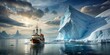 © Sanook - Finance trading ship sailing on an iceberg-filled sea, finance, trade, ship, iceberg, sea, graphic, concept, trading