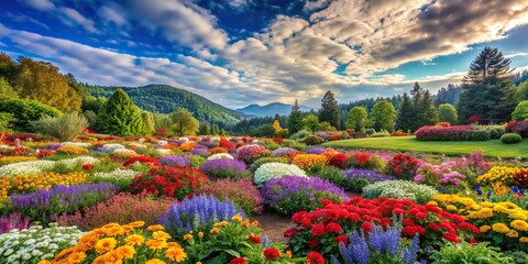 Wall Mural - Vibrant landscape filled with colorful flowers, nature, outdoors, garden, blooming, plants, floral, beautiful, scenery