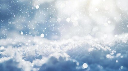 Poster - Winter Christmas sky with heavy white snowflakes falling in natural light creating a beautiful snowy scene on a white background