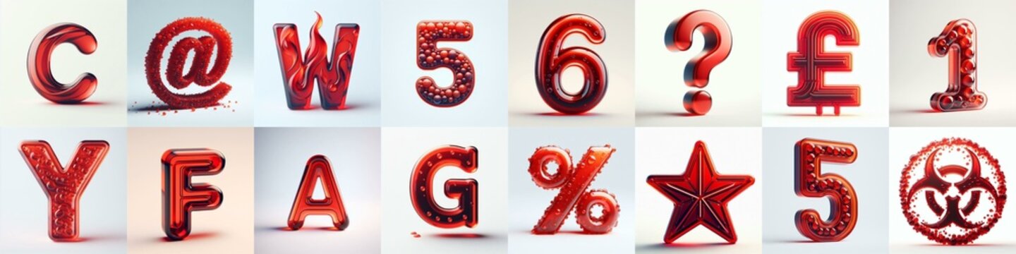 Red transparent glass 3D Lettering Typeface. AI generated illustration