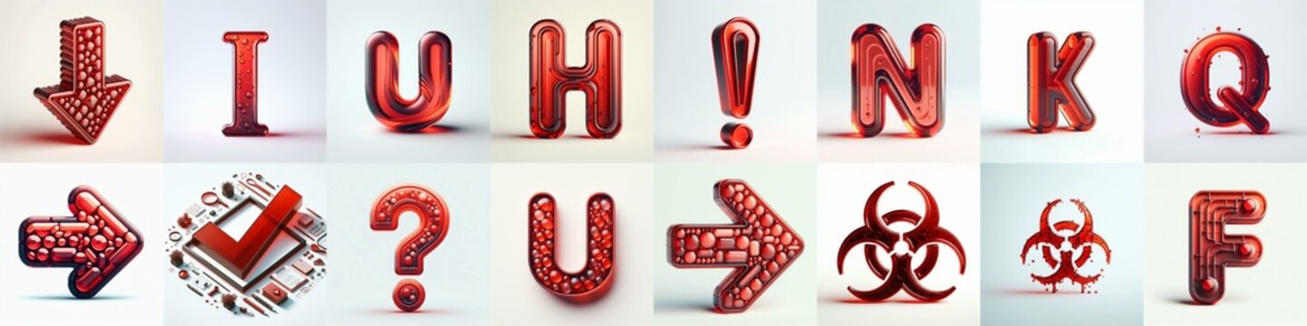 Red transparent glass 3D Lettering Typeface. AI generated illustration
