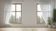 © free - Interior home of empty blank room with curtain window on white wall copy space mock up, hardwood floor
