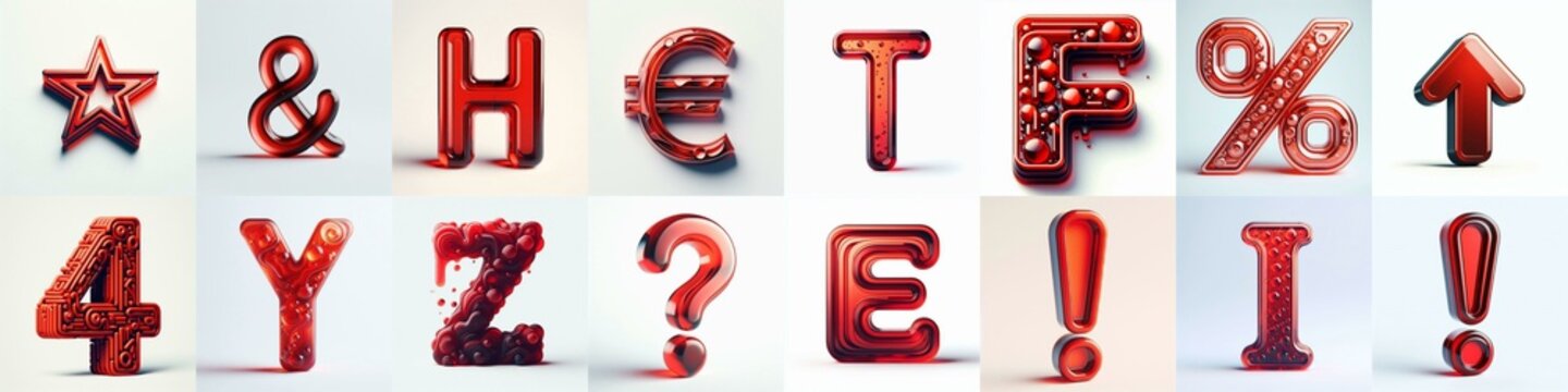 Red transparent glass 3D Lettering Typeface. AI generated illustration