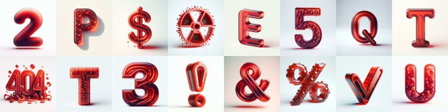 Red transparent glass 3D Lettering Typeface. AI generated illustration