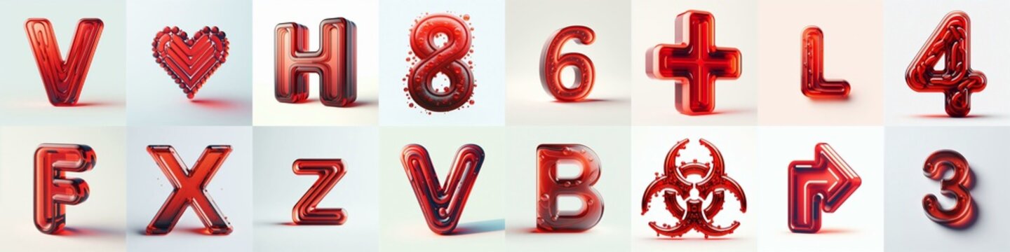 Red transparent glass 3D Lettering Typeface. AI generated illustration
