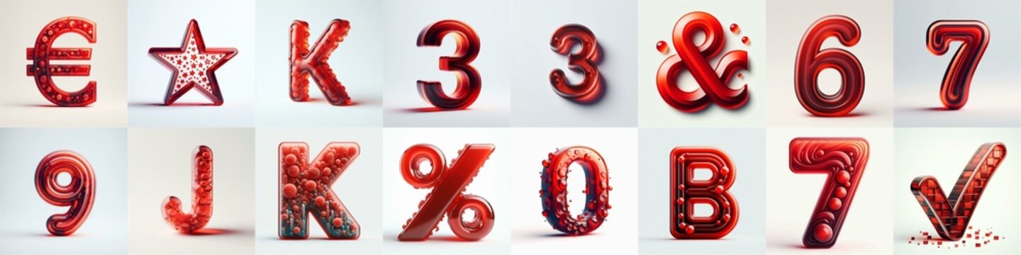 Red transparent glass 3D Lettering Typeface. AI generated illustration