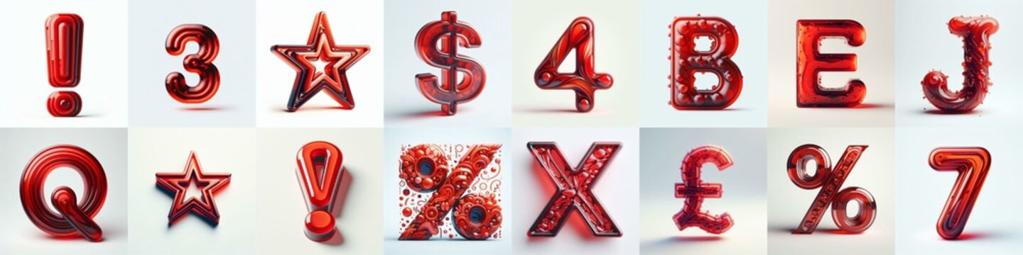 Red transparent glass 3D Lettering Typeface. AI generated illustration