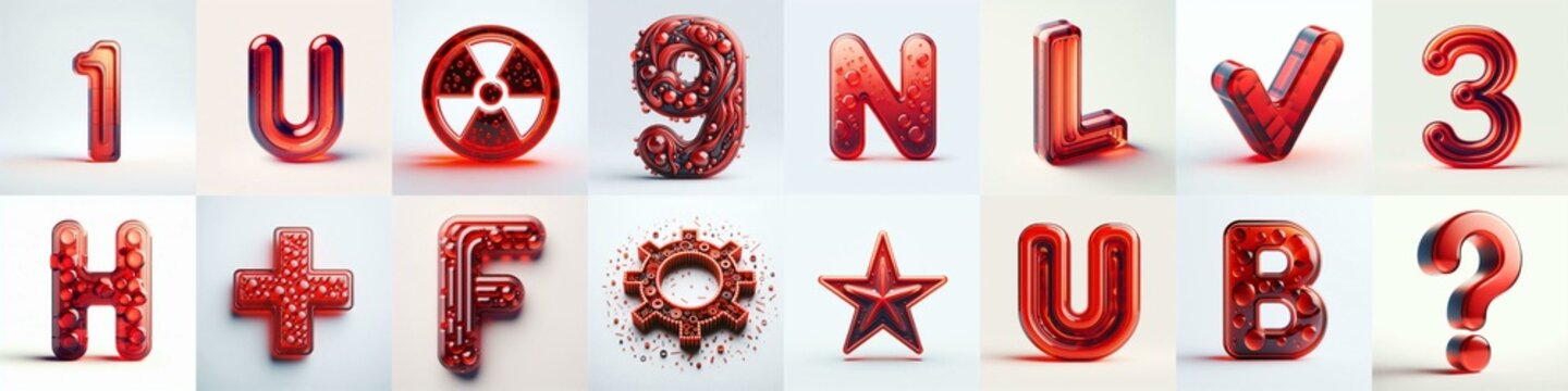 Red transparent glass 3D Lettering Typeface. AI generated illustration
