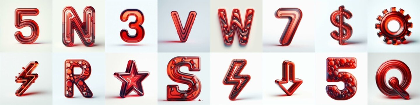 Red transparent glass 3D Lettering Typeface. AI generated illustration