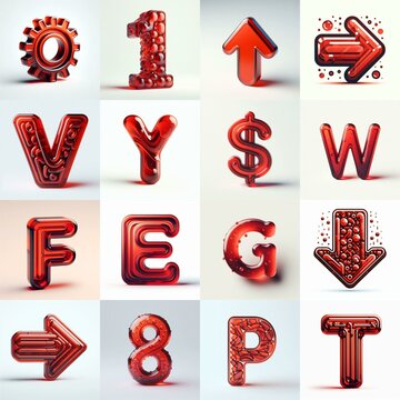 Red transparent glass 3D Lettering Typeface. AI generated illustration