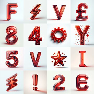 Red transparent glass 3D Lettering Typeface. AI generated illustration