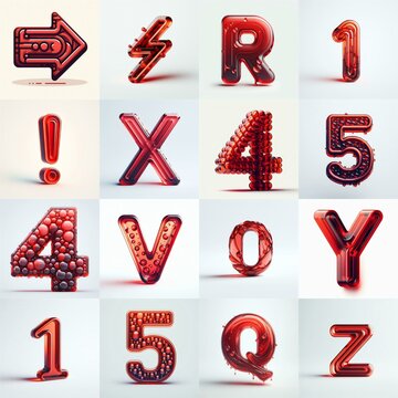 Red transparent glass 3D Lettering Typeface. AI generated illustration