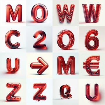 Red transparent glass 3D Lettering Typeface. AI generated illustration