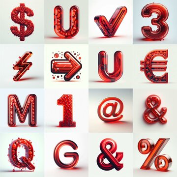 Red transparent glass 3D Lettering Typeface. AI generated illustration