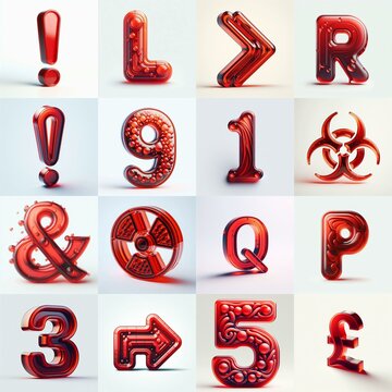 Red transparent glass 3D Lettering Typeface. AI generated illustration