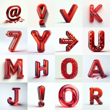 Red transparent glass 3D Lettering Typeface. AI generated illustration