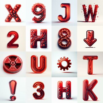 Red transparent glass 3D Lettering Typeface. AI generated illustration