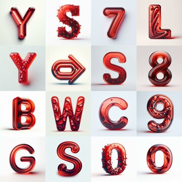 Red transparent glass 3D Lettering Typeface. AI generated illustration